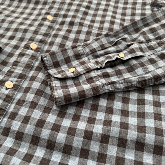 JCrew Mock Neck Long Sleeve Button Up Shirt Blue Black Plaid Slim Fit Stretch - Picture 6 of 8